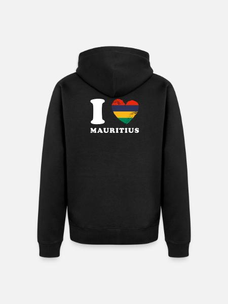 I love Mauritius - Unisex Premium Organic Zip Hoodie - black