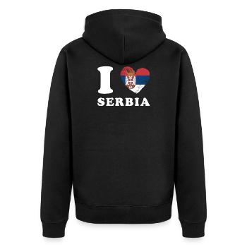 J’aime la Serbie - Veste à capuche bio Premium Unisexe - noir - Dos - Nico (187cm)