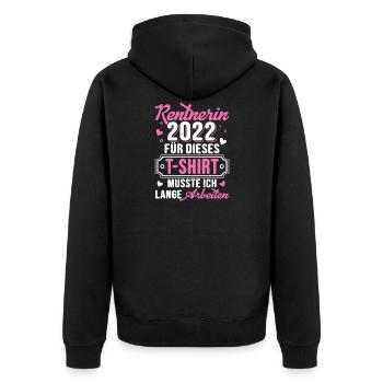 Rentnerin 2022 Lustiges Renteneintritt Frauen - Unisex Premium Bio Zip Hoodie - Schwarz - Hinten - Nico (187cm)