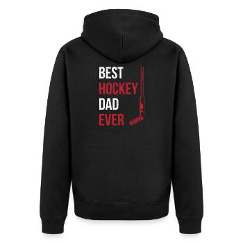 Best Hockey Dad ever Quote for your Hockey Dad - Unisex Premium Bio Zip Hoodie - Schwarz - Hinten - Nico (187cm)