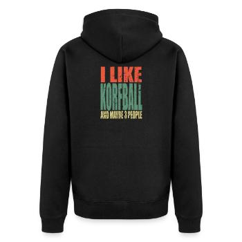 Korfball saying funny - Unisex Premium Organic Zip Hoodie - black - Back - Nico (187cm)
