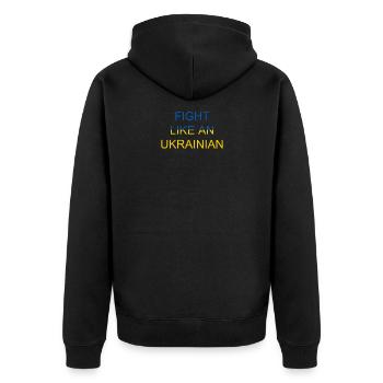 Fight like an Ukrainian - Kämpf wie ein Ukrainer - Unisex Premium Organic Zip Hoodie - black - Back - Nico (187cm)