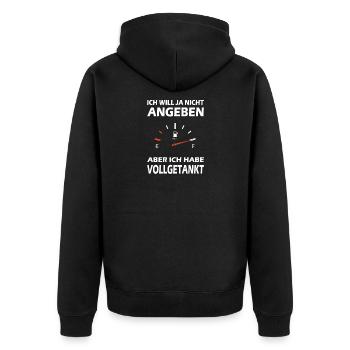 Tanken Benzin Auto Motorrad Tankstelle Diesel - Unisex Premium Bio Zip Hoodie - Schwarz - Hinten - Nico (187cm)