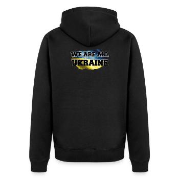 Ukraine We are all Ukraine - Unisex Premium Organic Zip Hoodie - black - Back - Nico (187cm)