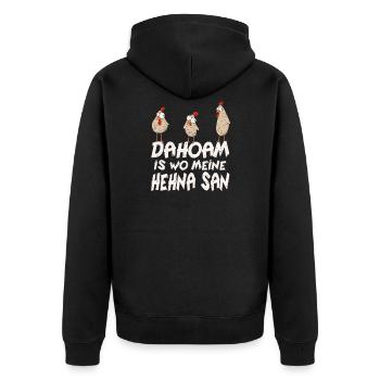 Bayrisch Hehna bauer huhn - Unisex Premium Bio Zip Hoodie - Schwarz - Hinten - Nico (187cm)