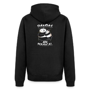 Panda Einhorn Panda - Unisex Premium Bio Zip Hoodie - Schwarz - Hinten - Nico (187cm)
