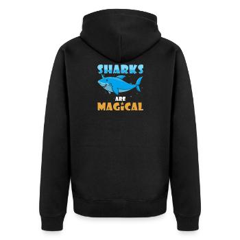 Hai Einhorn Hai - Unisex Premium Bio Zip Hoodie - Schwarz - Hinten - Nico (187cm)