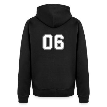 Numéro 06 - Veste à capuche bio Premium Unisexe - noir - Dos - Nico (187cm)