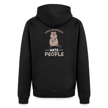 Quokka dicton drôle - Veste à capuche bio Premium Unisexe - noir - Dos - Nico (187cm)