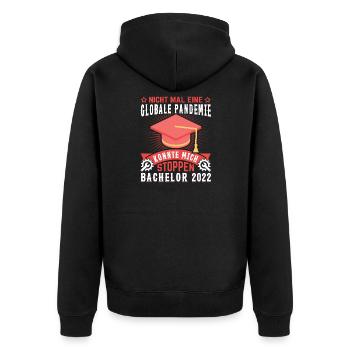 Bachelor 2022 Geschenk nichts konnte mich stoppen - Unisex Premium Bio Zip Hoodie - Schwarz - Hinten - Nico (187cm)