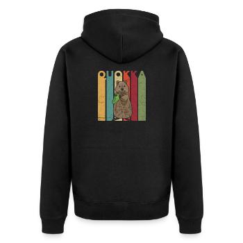 QUOKKA Zitat für einen Quokka-Liebhaber - Unisex Premium Bio Zip Hoodie - Schwarz - Hinten - Nico (187cm)