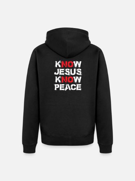 Know Jesus Know Peace - Unisex Premium Organic Zip Hoodie - black
