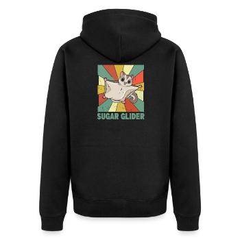 Australisches Sugar Glider Design für einen Sugar - Unisex Premium Bio Zip Hoodie - Schwarz - Hinten - Nico (187cm)