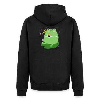 Sweet frog with non-binary pride flag colors - Unisex Premium Organic Zip Hoodie - black - Back - Nico (187cm)