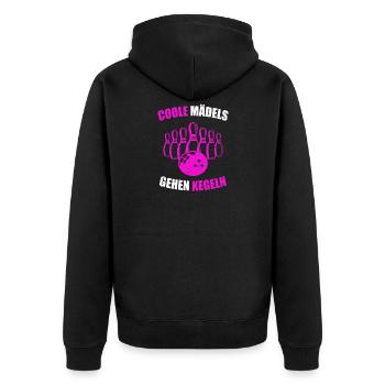 Coole Mädels Gehen Kegeln Bowling Kegelverein - Unisex Premium Bio Zip Hoodie - Schwarz - Hinten - Nico (187cm)