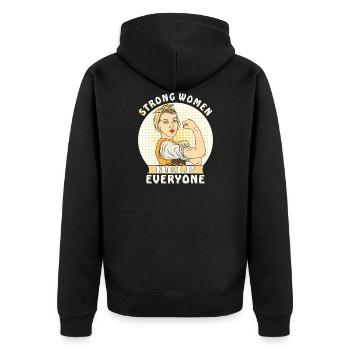 STRONG WOMEN HELP EVERYONE - Unisex Premium Organic Zip Hoodie - black - Back - Nico (187cm)