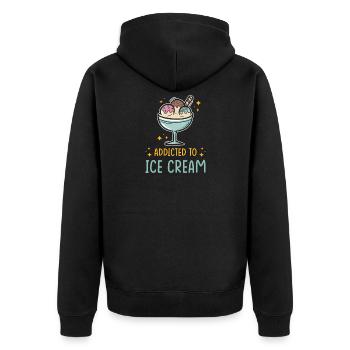 Ice - Unisex Premium Organic Zip Hoodie - black - Back - Nico (187cm)