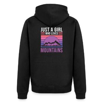Berge - Unisex Premium Bio Zip Hoodie - Schwarz - Hinten - Nico (187cm)