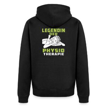 LEGENDIN DER PHYSIOTHERAPIE - Unisex Premium Bio Zip Hoodie - Schwarz - Hinten - Nico (187cm)