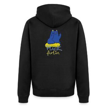 Puck Futin Cats Ukraine Majeur - Veste à capuche bio Premium Unisexe - noir - Dos - Nico (187cm)