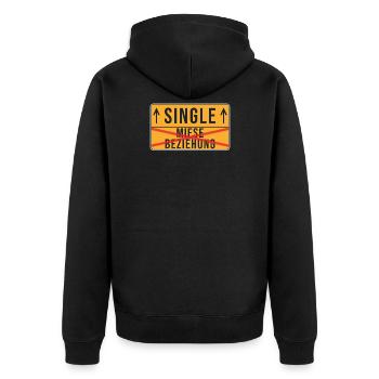 Single - Unisex Premium Bio Zip Hoodie - Schwarz - Hinten - Nico (187cm)