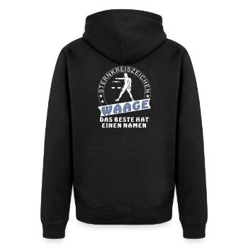 WAAGE - Unisex Premium Bio Zip Hoodie - Schwarz - Hinten - Nico (187cm)