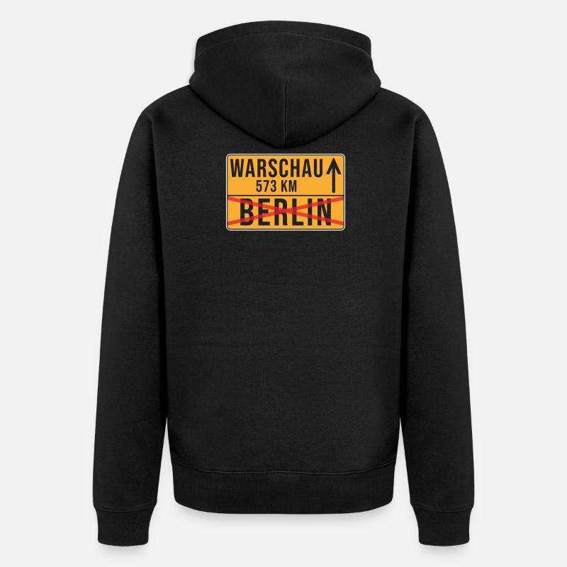 Varsovie Berlin Relocation Ortschild - Veste à capuche bio Premium Unisexe - noir