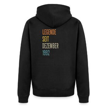Geboren Dezember 1992 30 Jahre 30er 30.Geburtstag - Unisex Premium Bio Zip Hoodie - Schwarz - Hinten - Nico (187cm)