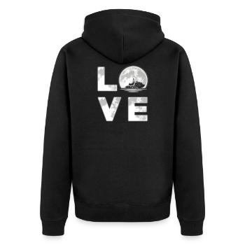 Jetski - Unisex Premium Bio Zip Hoodie - Schwarz - Hinten - Nico (187cm)