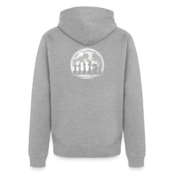 Schach - Unisex Premium Bio Zip Hoodie - Grau meliert - Hinten - Nico (187cm)