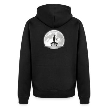 Angler - Unisex Premium Bio Zip Hoodie - Schwarz - Hinten - Nico (187cm)