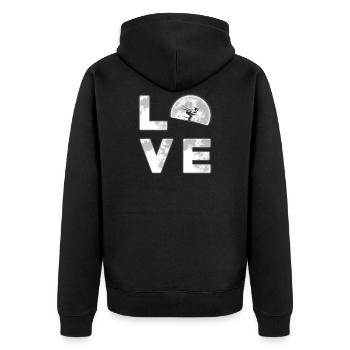 Ski - Unisex Premium Organic Zip Hoodie - black - Back - Nico (187cm)