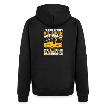Busfahrer Bus Geschenk - Unisex Premium Bio Zip Hoodie - Schwarz - Hinten - Nico (187cm)