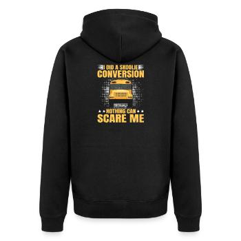 Gelber Schulbus Design für einen Schulbus-Bastler - Unisex Premium Bio Zip Hoodie - Schwarz - Hinten - Nico (187cm)