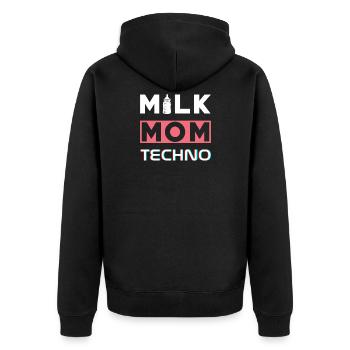 Milk Mom Techno - Unisex Premium Bio Zip Hoodie - Schwarz - Hinten - Nico (187cm)