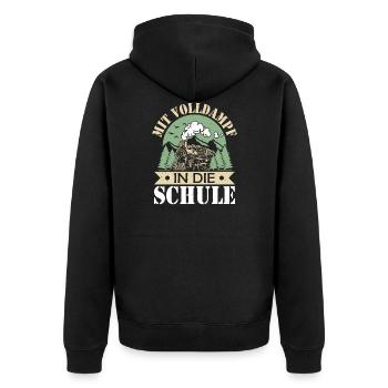 Einschulung - Unisex Premium Bio Zip Hoodie - Schwarz - Hinten - Nico (187cm)