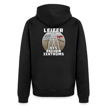 LEITER DES RECHENZENTRUMS - Unisex Premium Bio Zip Hoodie - Schwarz - Hinten - Nico (187cm)
