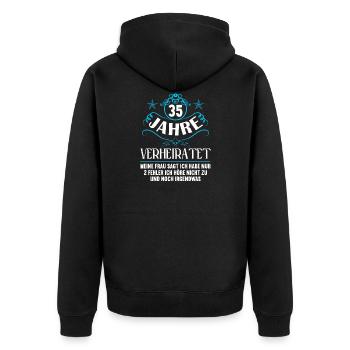 35 Jahre verheiratet nur 2 Fehler 35.Hochzeitstag - Unisex Premium Bio Zip Hoodie - Schwarz - Hinten - Nico (187cm)