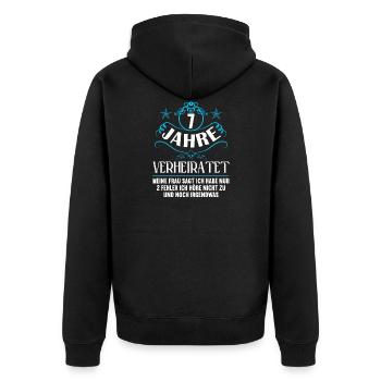 7 Jahre verheiratet nur 2 Fehler 7.Hochzeitstag - Unisex Premium Bio Zip Hoodie - Schwarz - Hinten - Nico (187cm)