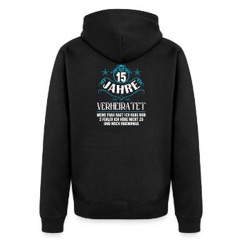 15 Jahre verheiratet nur 2 Fehler 15.Hochzeitstag - Unisex Premium Bio Zip Hoodie - Schwarz - Hinten - Nico (187cm)