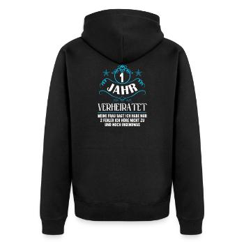 1 Jahre verheiratet nur 2 Fehler 1.Hochzeitstag - Unisex Premium Bio Zip Hoodie - Schwarz - Hinten - Nico (187cm)