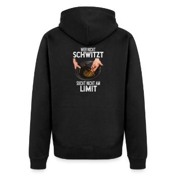 Goldsucher Goldwaschen Goldgraben Goldbarren - Unisex Premium Bio Zip Hoodie - Schwarz - Hinten - Nico (187cm)