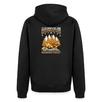 Goldsucher Goldwaschen Goldgraben Goldbarren - Unisex Premium Bio Zip Hoodie - Schwarz - Hinten - Nico (187cm)