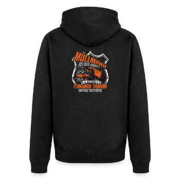 Müllwerker Müllabfuhr Müllmann - Unisex Premium Bio Zip Hoodie - Schwarz - Hinten - Nico (187cm)
