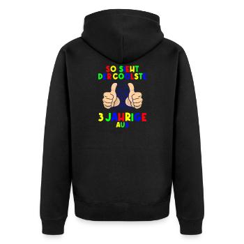 3. Geburtstag So sieht der coolste 3 Jährige aus - Unisex Premium Bio Zip Hoodie - Schwarz - Hinten - Nico (187cm)