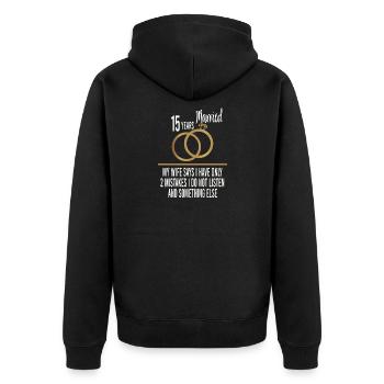 15.Jahr verheiratet nur 2 Fehler 15. Hochzeitstag - Unisex Premium Bio Zip Hoodie - Schwarz - Hinten - Nico (187cm)