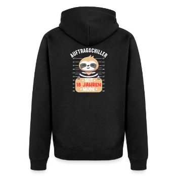 Auftragschiller 18 Jahre 18. Geburtstag Faultier - Unisex Premium Bio Zip Hoodie - Schwarz - Hinten - Nico (187cm)