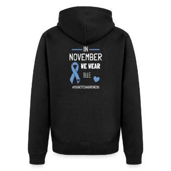 En novembre, nous portons le diabète diabétique bleu de type 1 - Veste à capuche bio Premium Unisexe - noir - Dos - Nico (187cm)