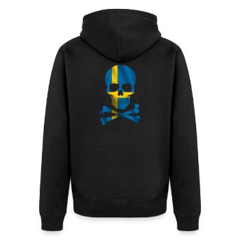 Schweden Flagge - Unisex Premium Bio Zip Hoodie - Schwarz - Hinten - Nico (187cm)
