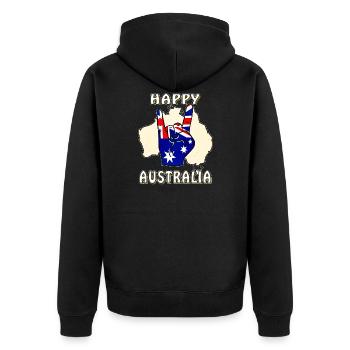 HAPPY AUSTRALIEN - Unisex Premium Bio Zip Hoodie - Schwarz - Hinten - Nico (187cm)